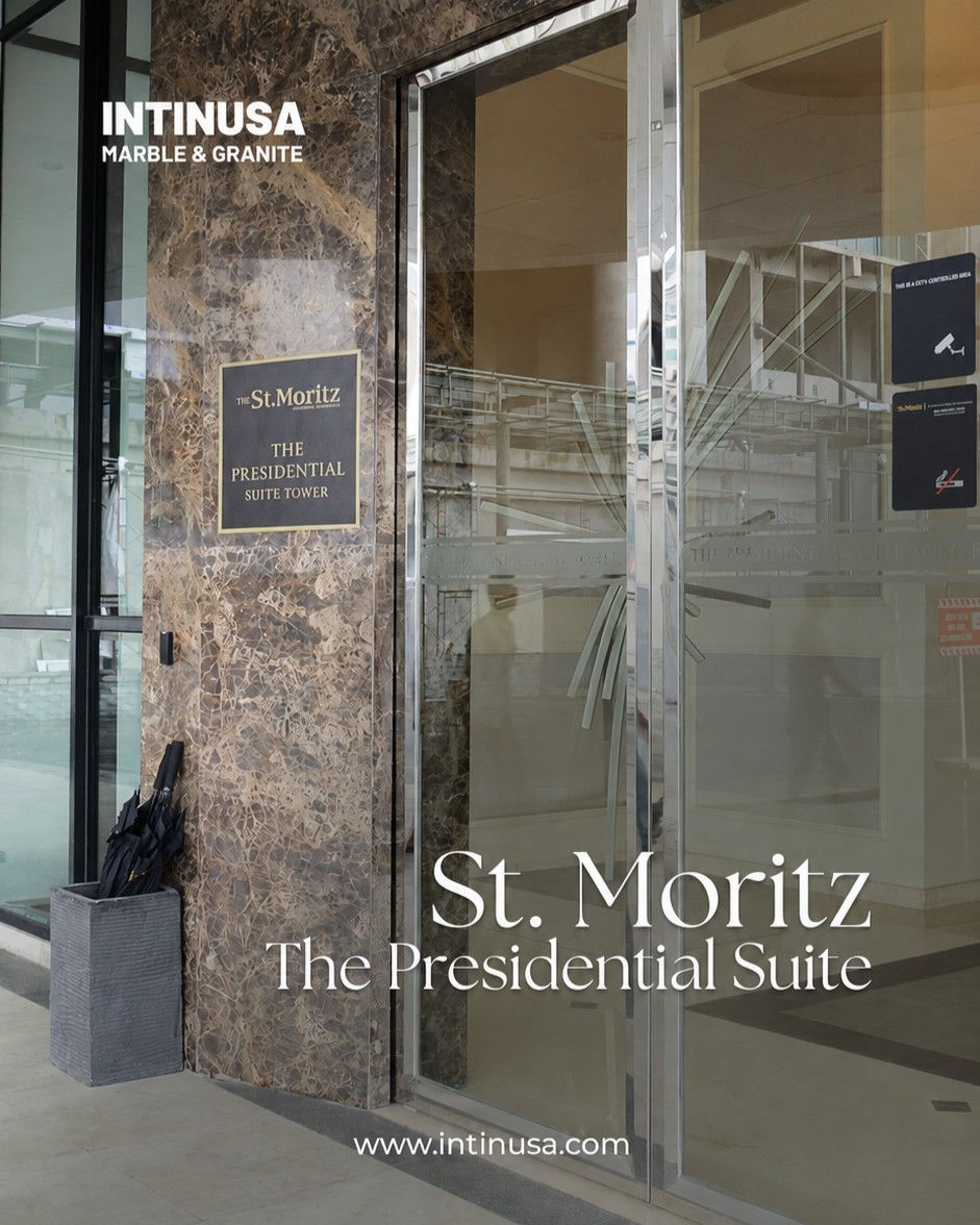 Ilustrasi penggunaan marmer Intinusa jenis Dark Emperador pada St. Moritz The Presidential Suite | Dok. PT Intinusa Selareksa Tbk