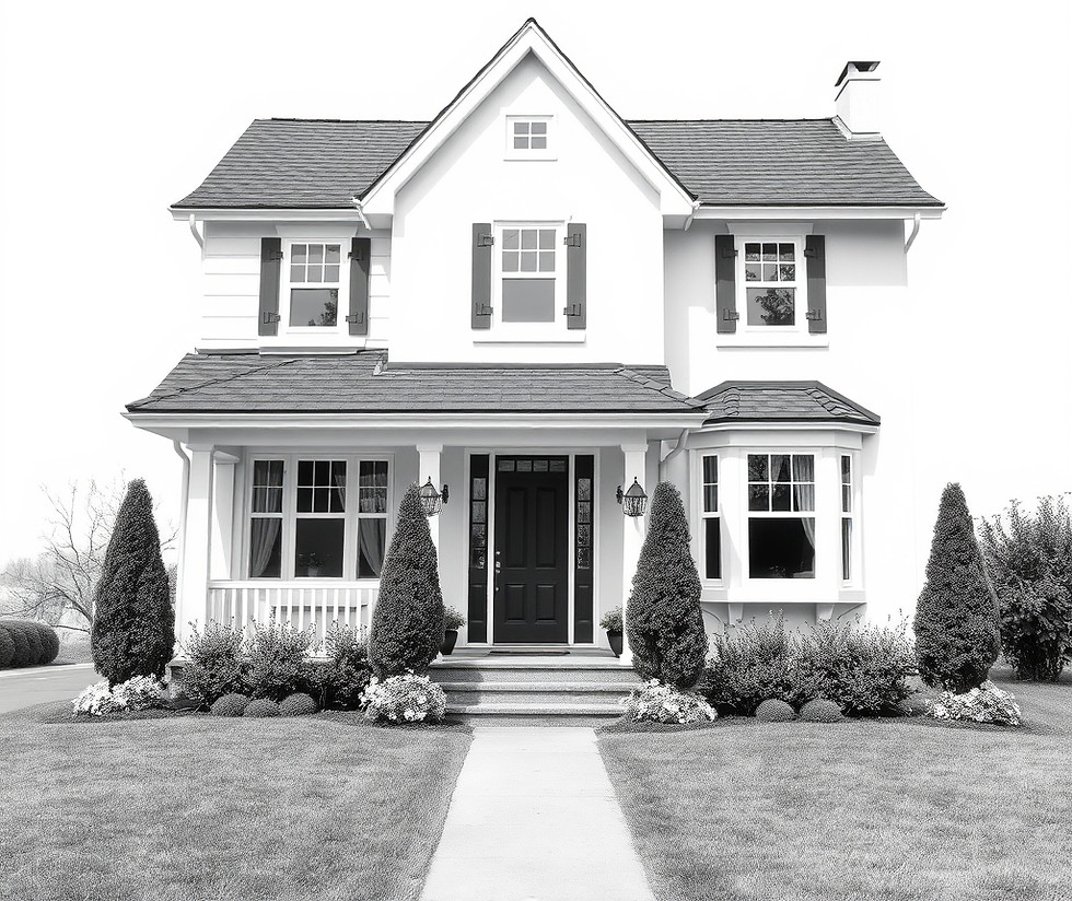 give any house eterior image in black and white with the transparent bg color .jpg