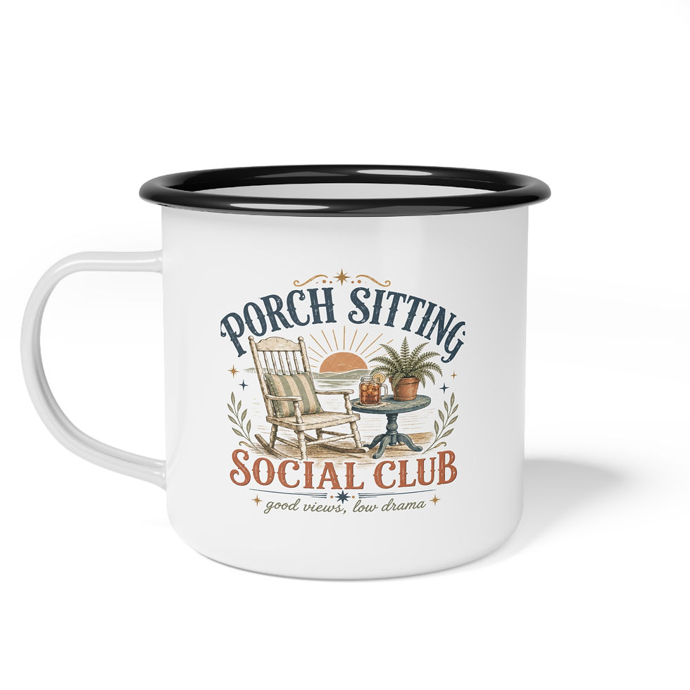 Thumbnail: Porch Sitting Social Club - Good Views, Low Drama Enamel Camp Cup