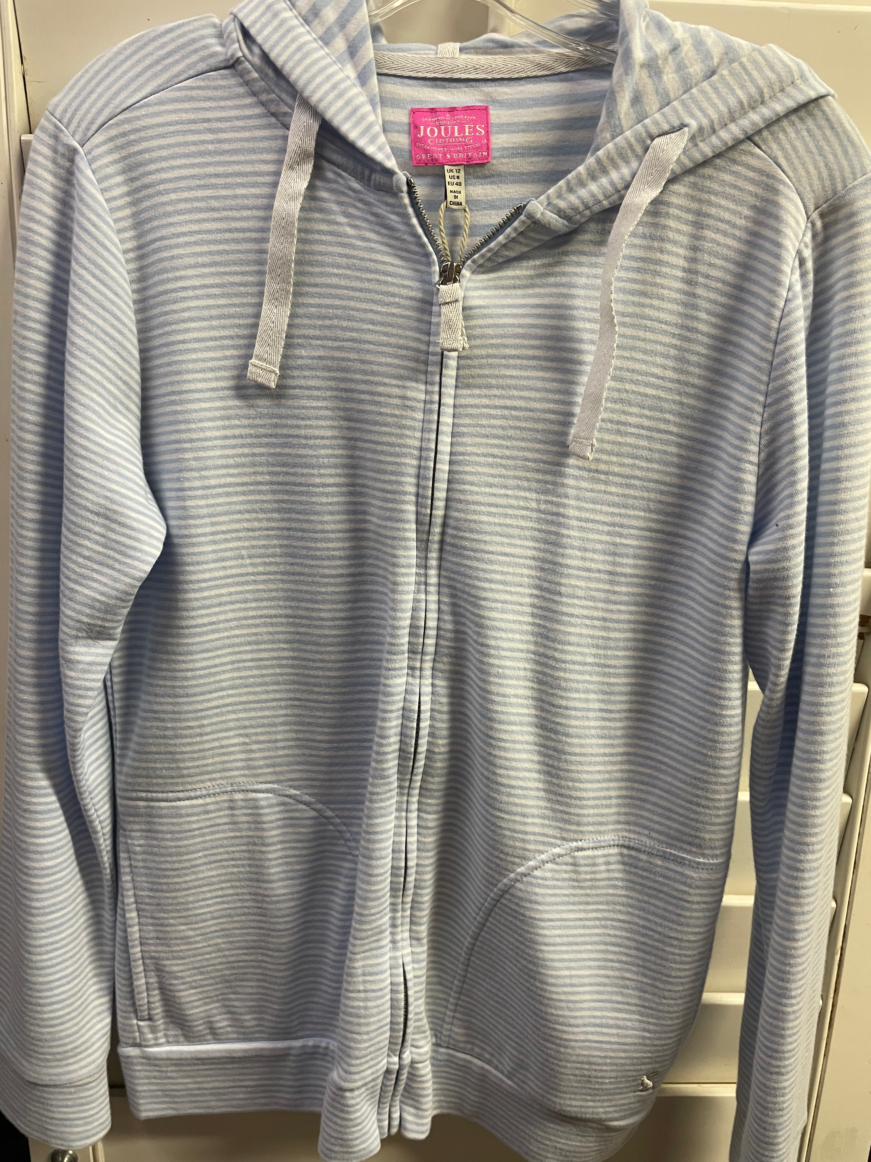 Joules Long Sleeves Zip Up Light Weight Hooded Sweatshirt