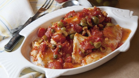 TILAPIA CON TOMATE Y ACEITUNAS