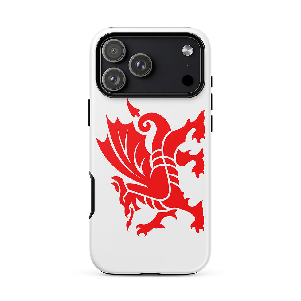 White iPhone case featuring a red Welsh dragon design