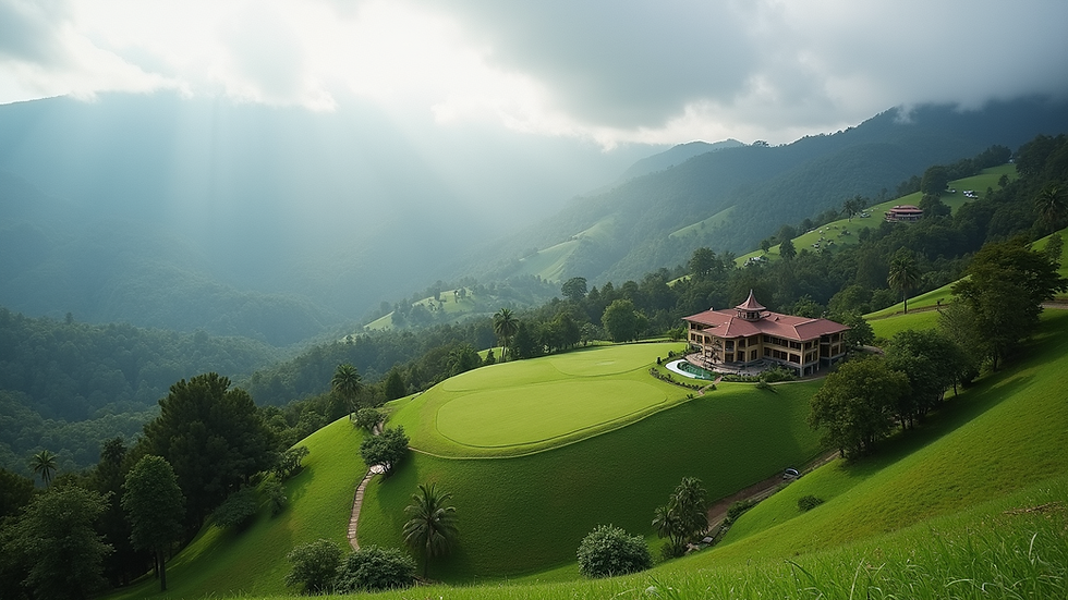 Wide-angle view of Goldengate Munnar, showcasing its beautifully landscaped surroundings