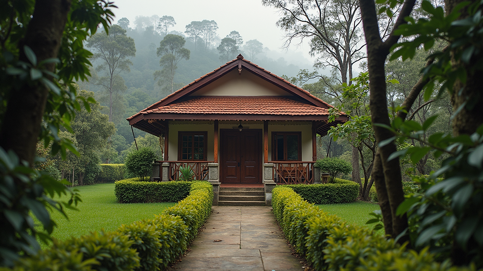 Eye-level view of a cozy guesthouse in Munnar