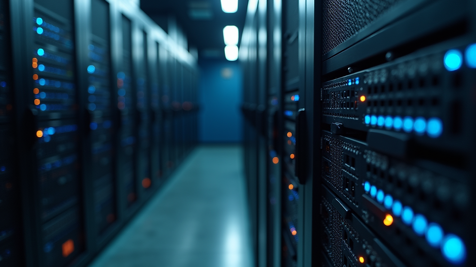 Close-up view of a server rack in a data center