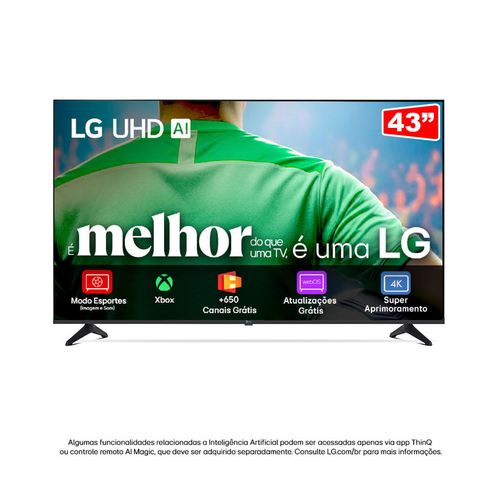 Smart TV LG 43" 4K UHD 43UA7500PSA — webOS 25, Alexa e HDR10 | Preta - Foto 1