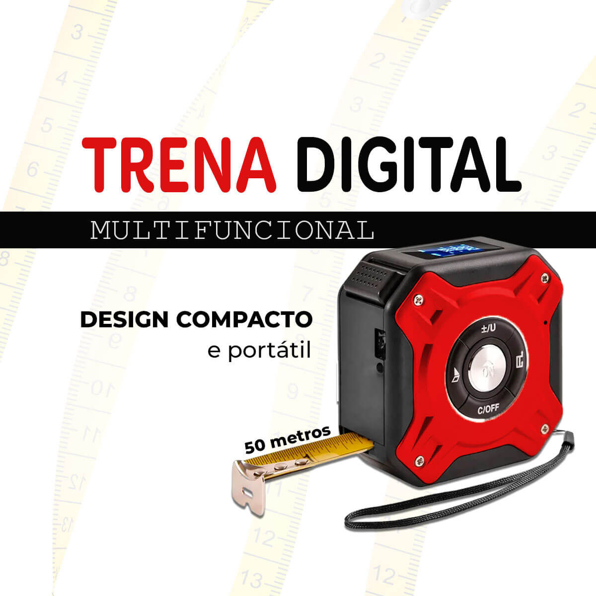 Trena Laser Digital Multifuncional – Vermelha