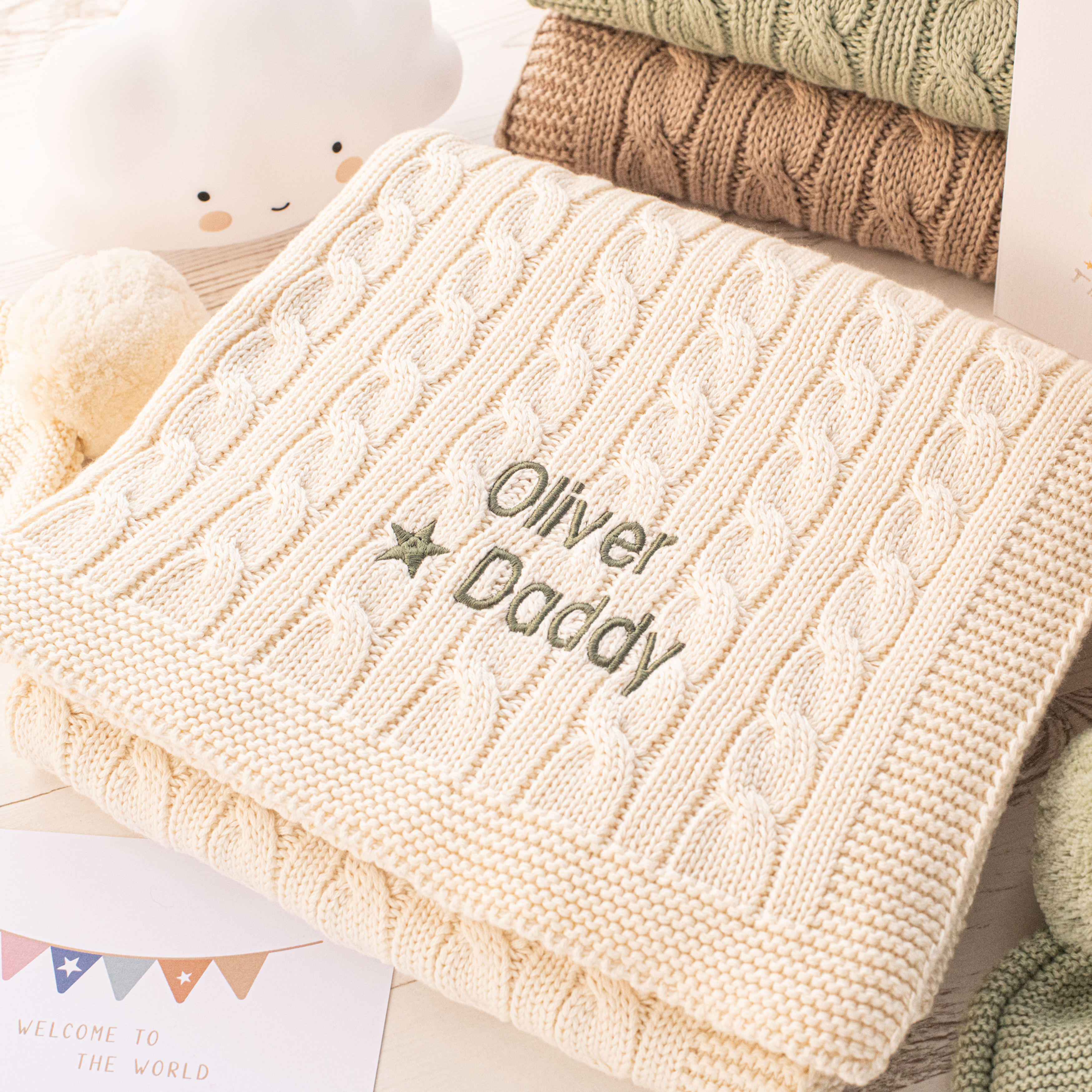 Baby Loves Daddy Personalised Baby Blanket