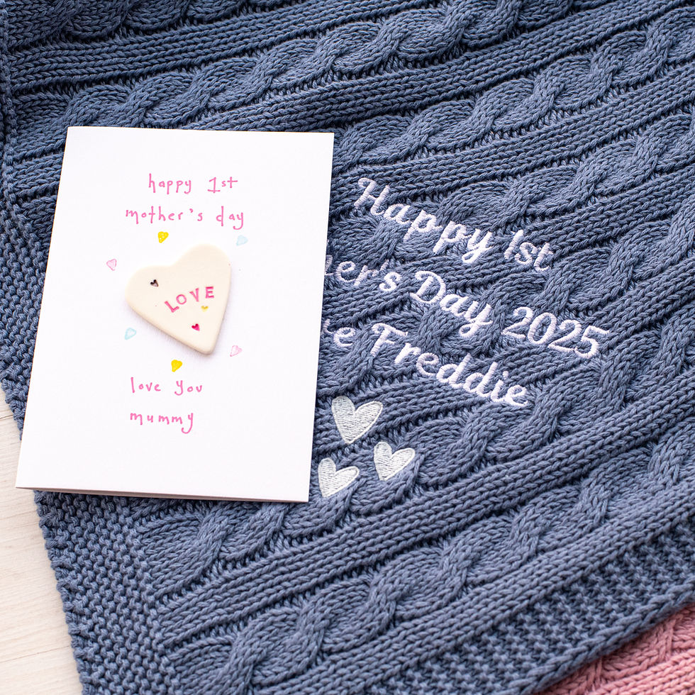 Thumbnail: Personalised Baby's First Mother's Day Cable Blanket