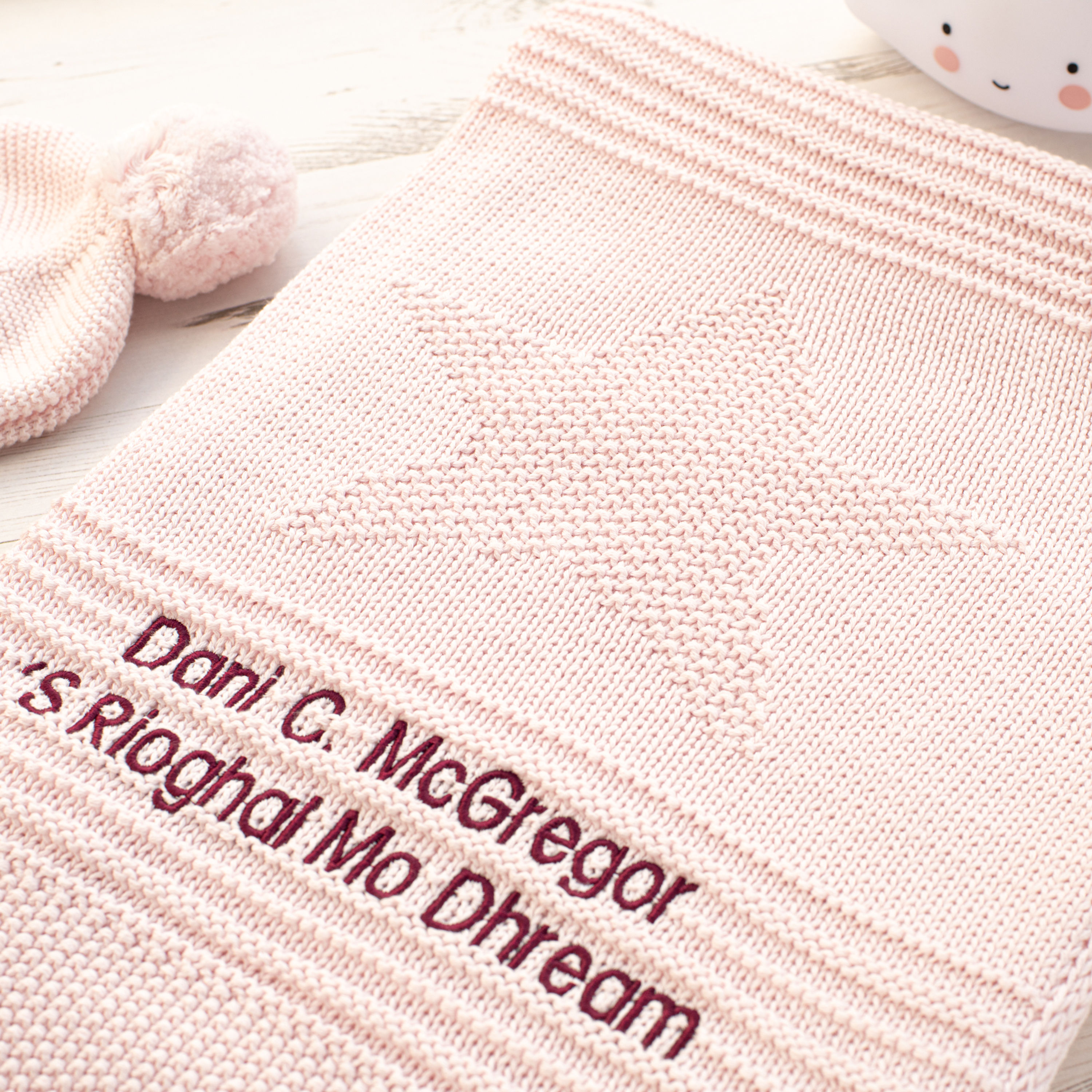 Petal Pink Big Star Personalised Baby Blanket