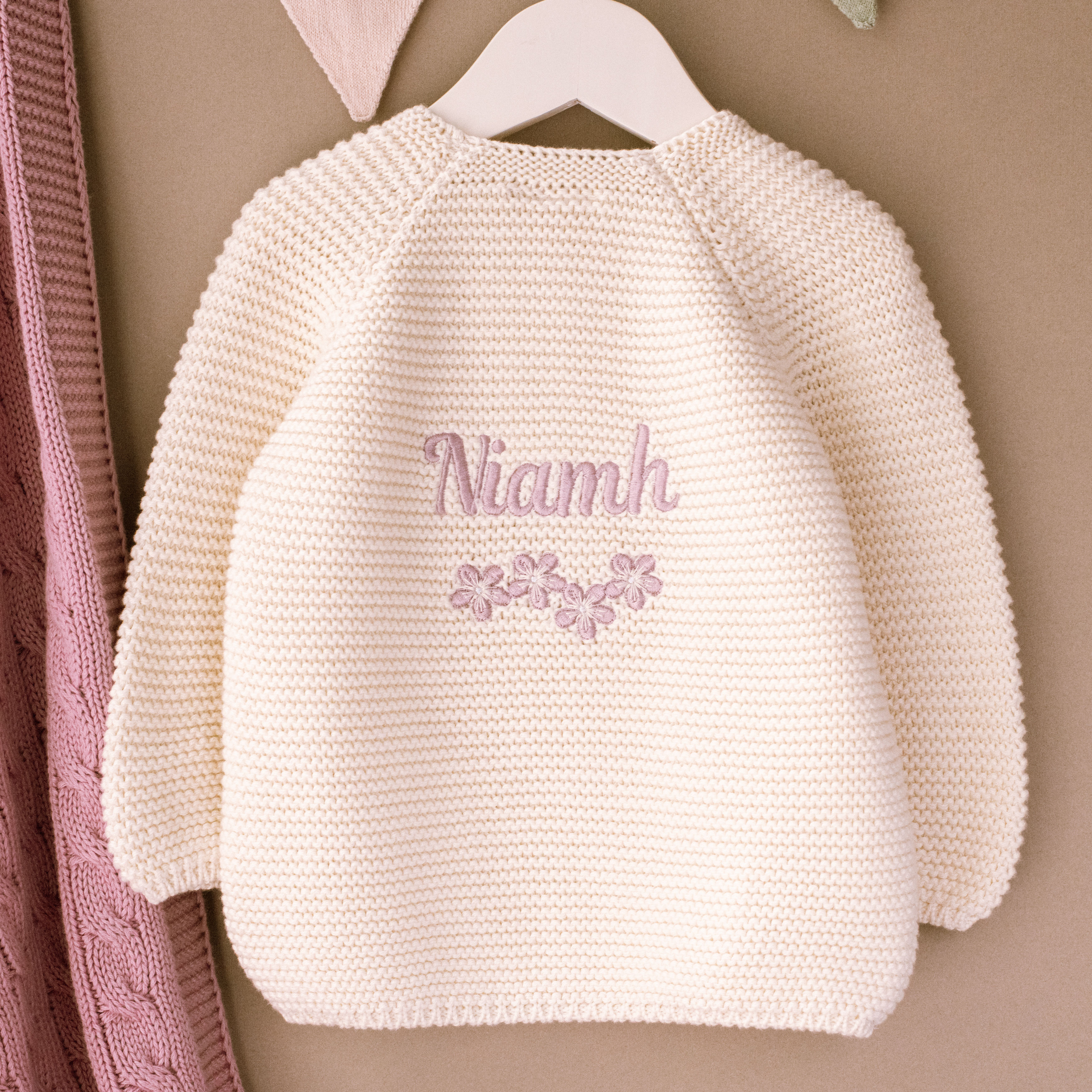 Personalised Baby Girl Cardigan with Blossom Embroidery