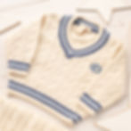 Cream Baby Cricket Jumper with Blue Stripes