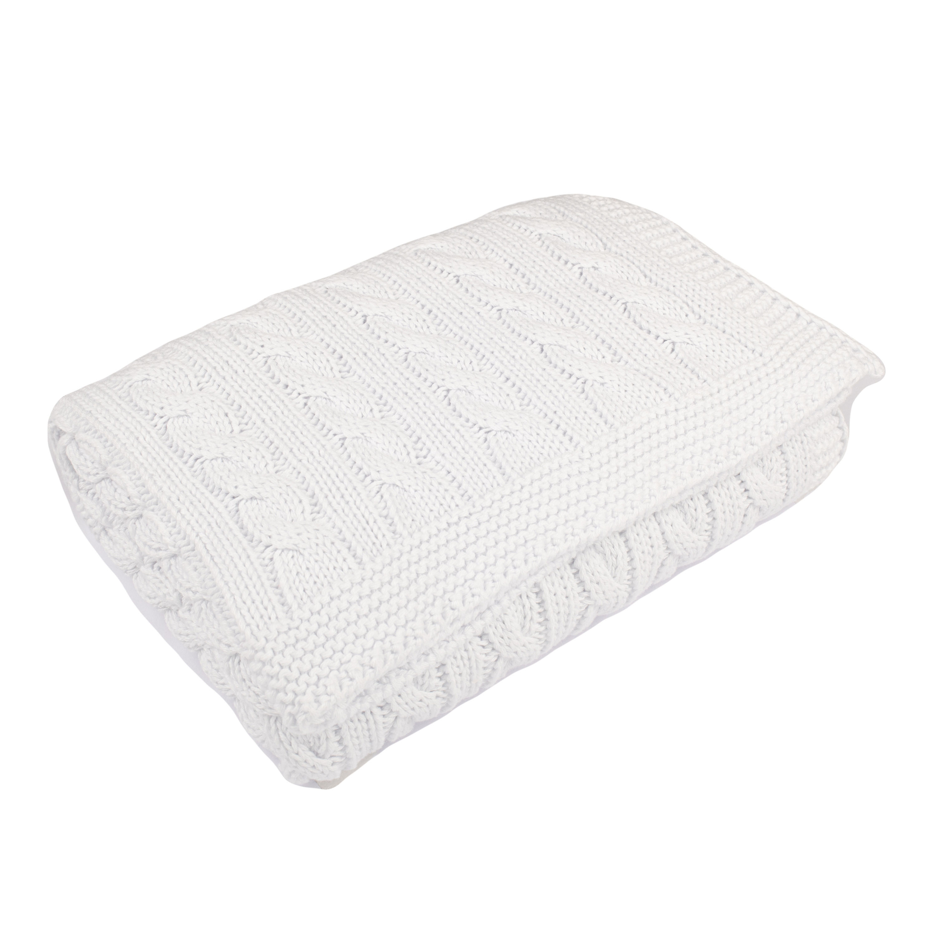 White Cable Baby Blanket
