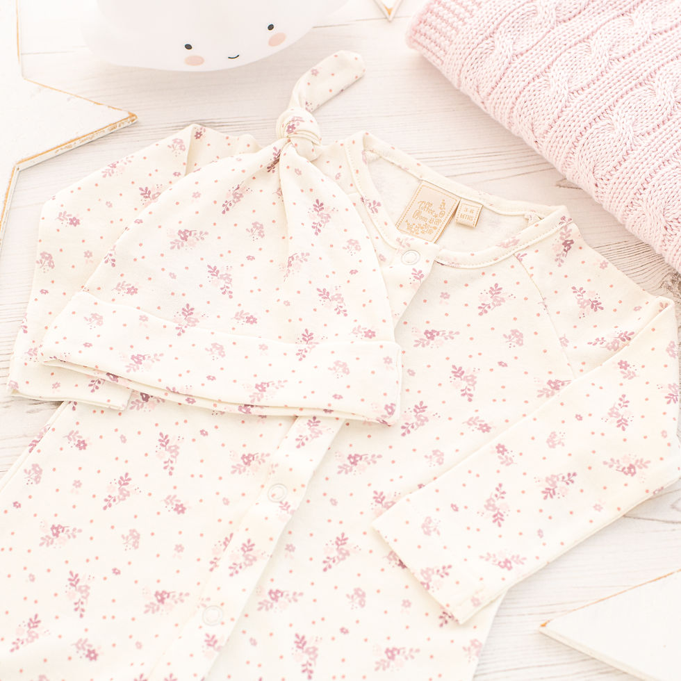 Thumbnail: Baby Girls Floral Cluster Babygrow And Hat Gift Set