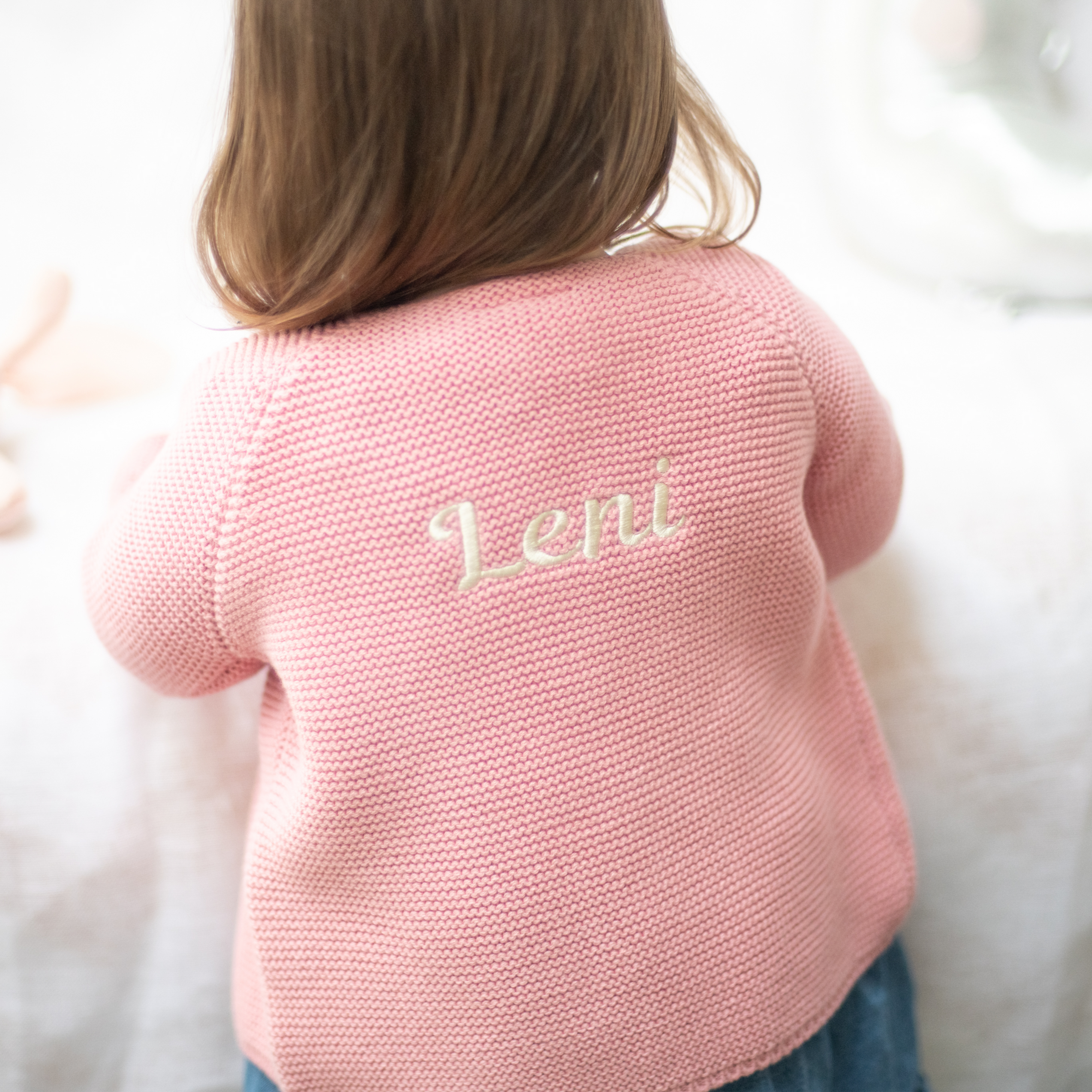 Personalised Pink Cardigan with Embroidered Name on Back