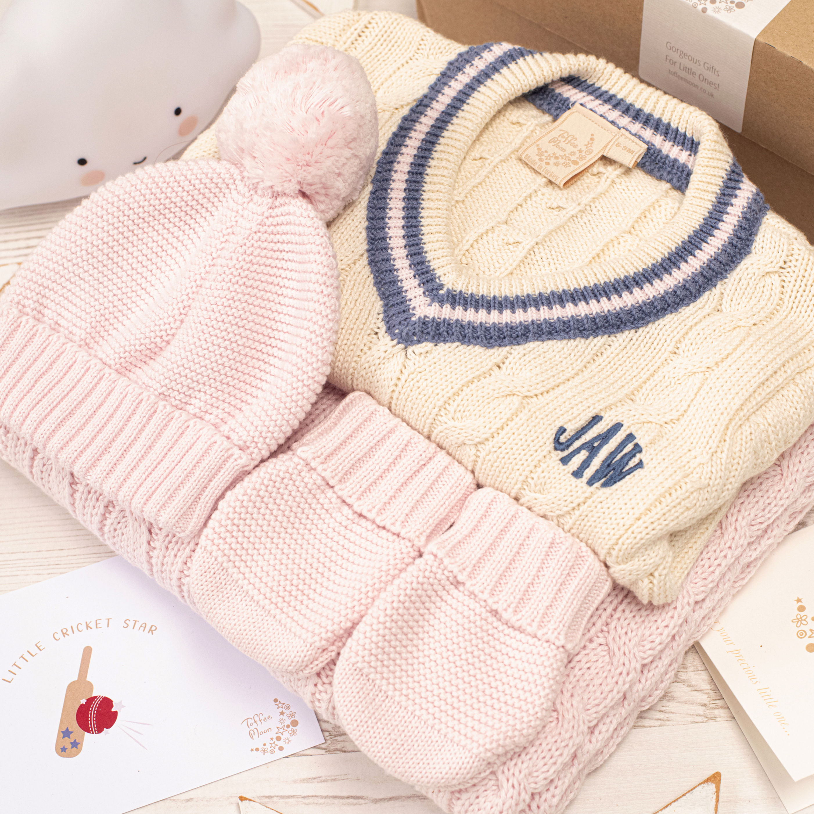 Pink and Blue Little Cricket Star Knitted Gift Set