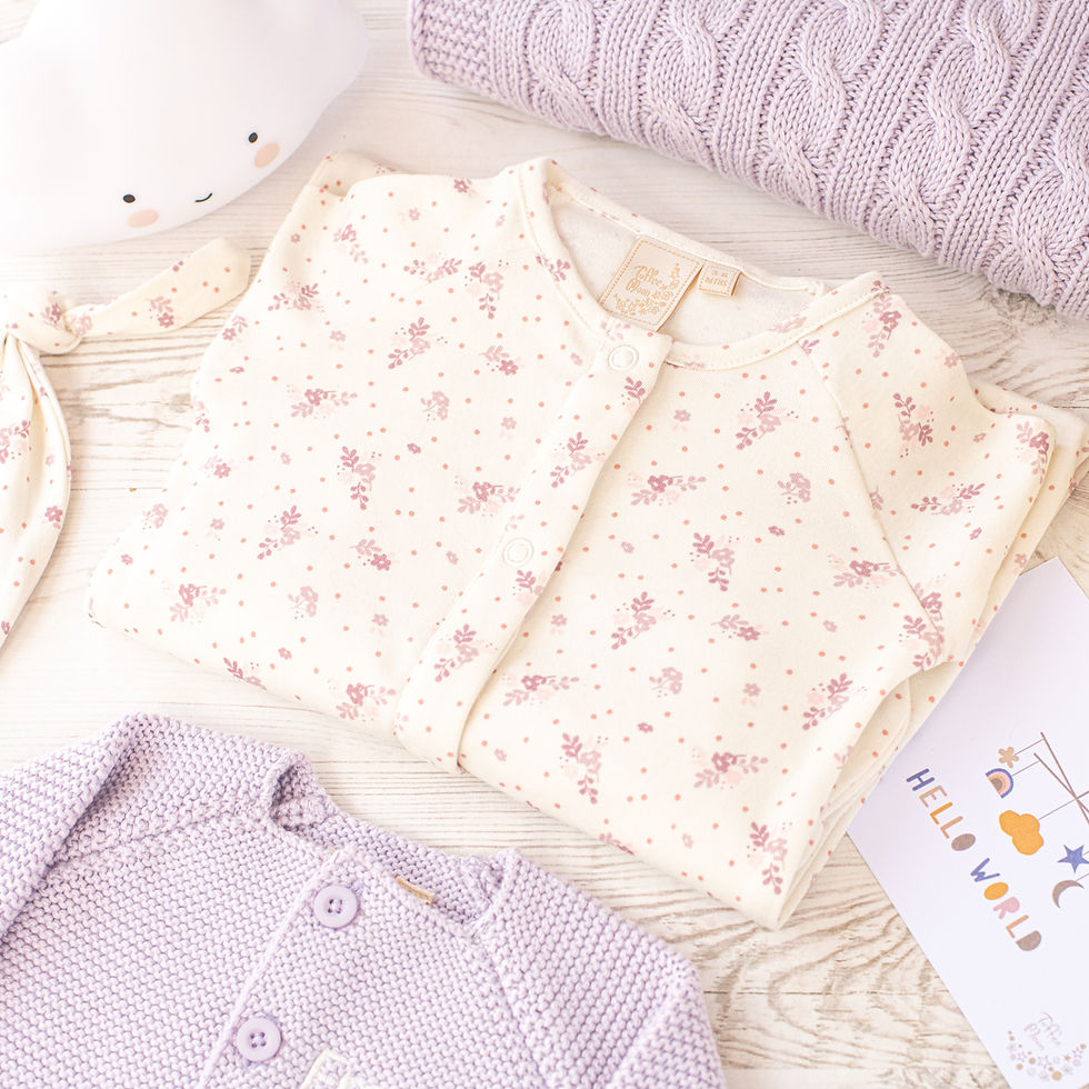 Thumbnail: Floral Cluster Lilac Baby Girl Gift Box
