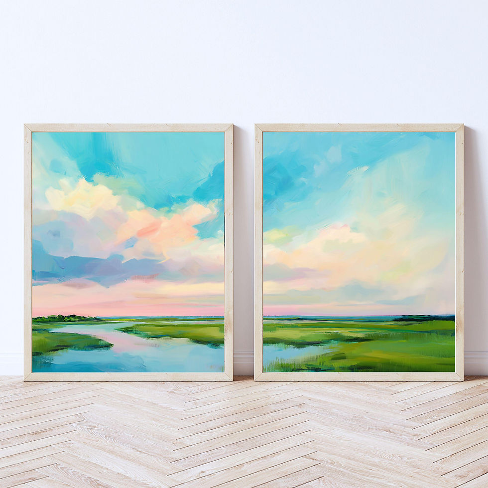 Thumbnail: Low Country Marsh Coastal Art Print Set of Two