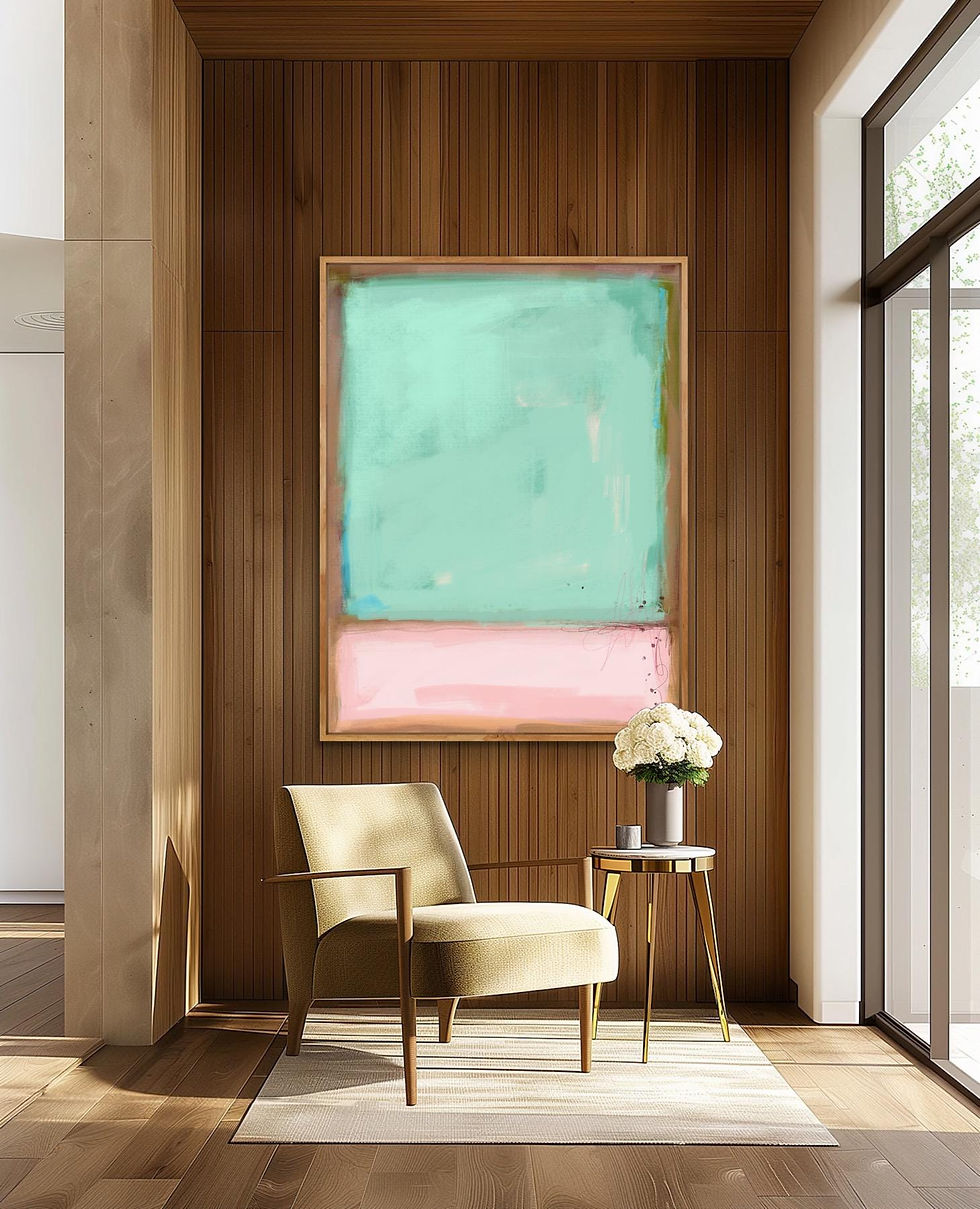Thumbnail: Green Over Pink Classic Rothko Abstract Art Print