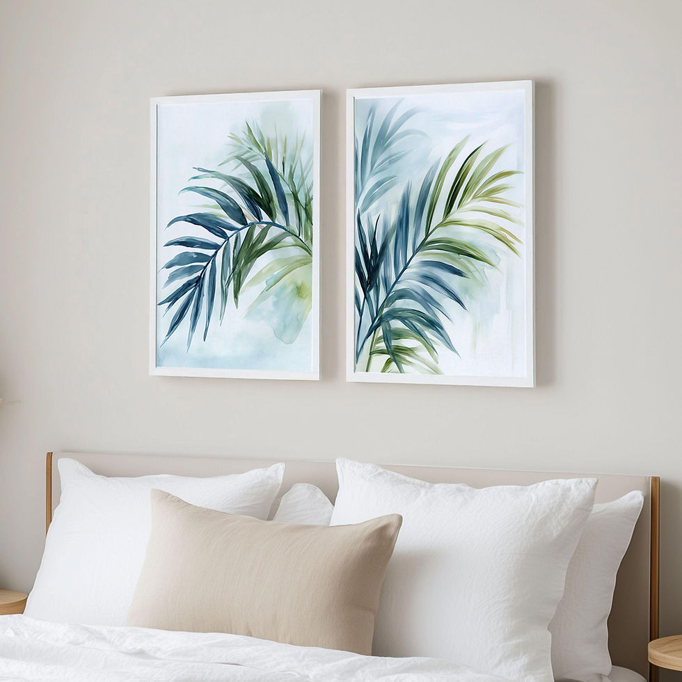 Thumbnail: Palm Frond Duets Floral Art Print Set of Two