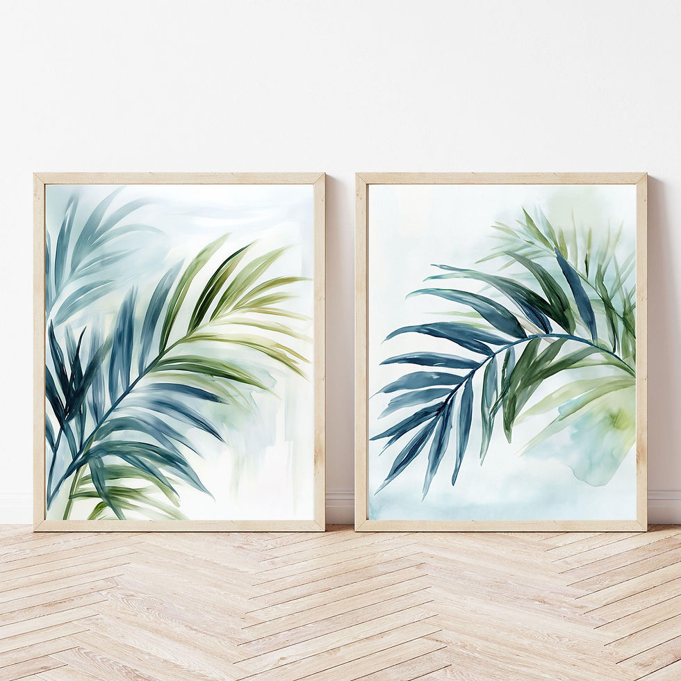 Thumbnail: Palm Frond Duets Floral Art Print Set of Two