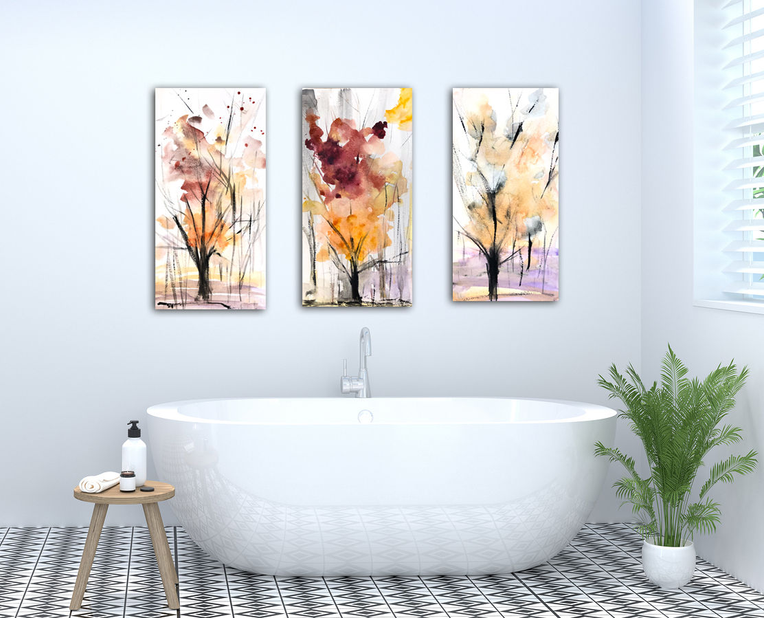 Autumn Trees Metal Print Set of 3