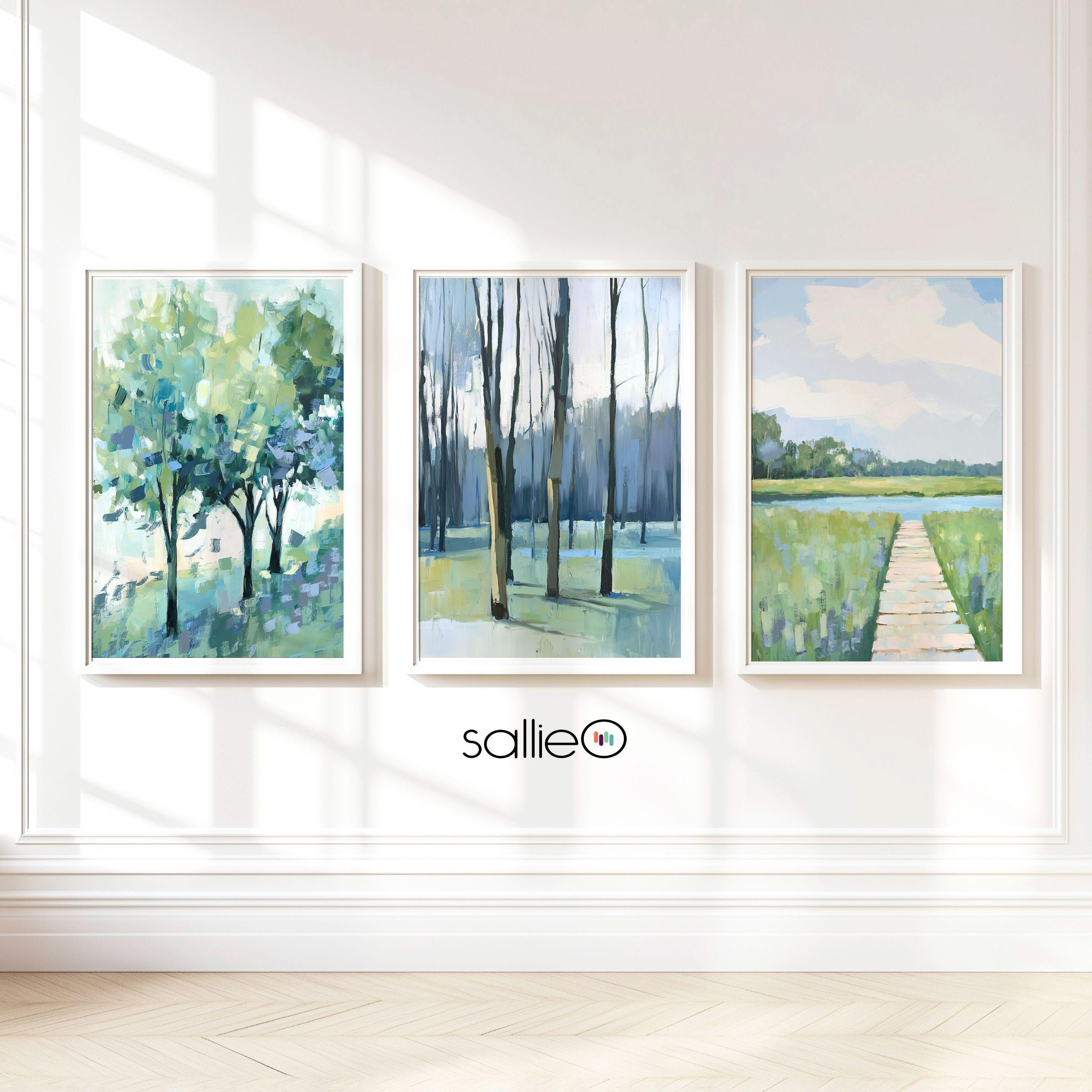 Blue Green Landscapes Landscape Art Print Set of Three