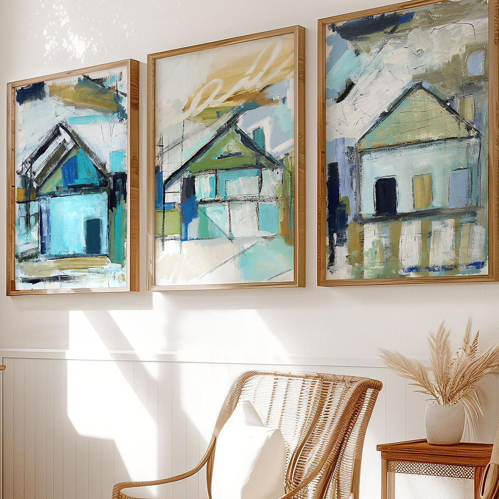Thumbnail: Abstract Beach House Coastal Art Print Set of Three