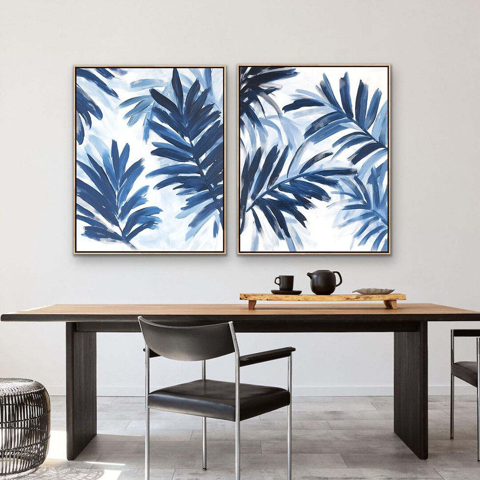 Thumbnail: Blue Palms Floral Art Print Set of Two