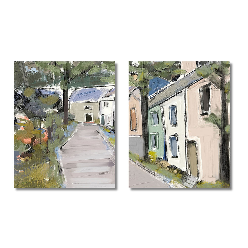A Lane in Tenby Art Print Set of Two by SallieO