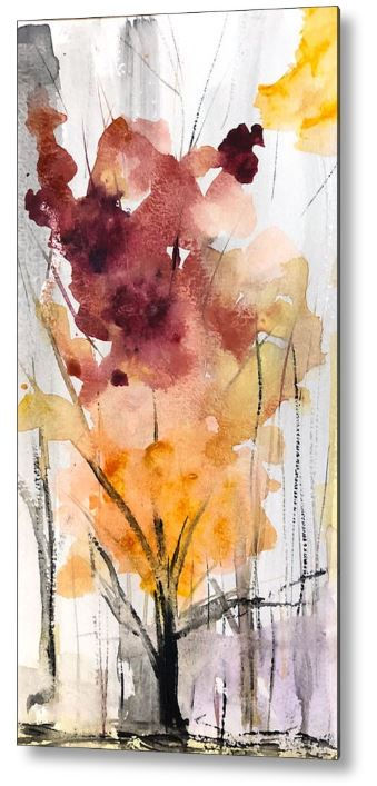 Thumbnail: Autumn Trees Metal Print Set of 3