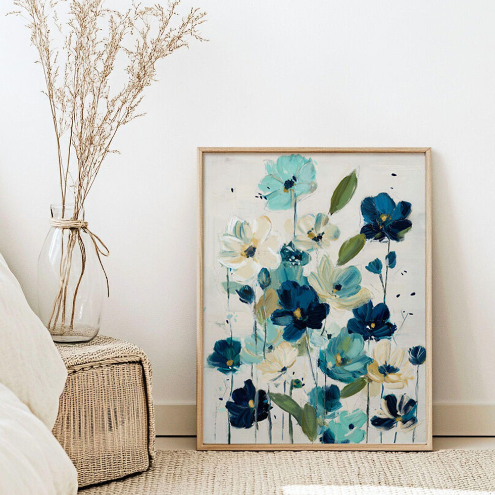 Thumbnail: Navy Tide Blooms No. 1 Floral Art Print