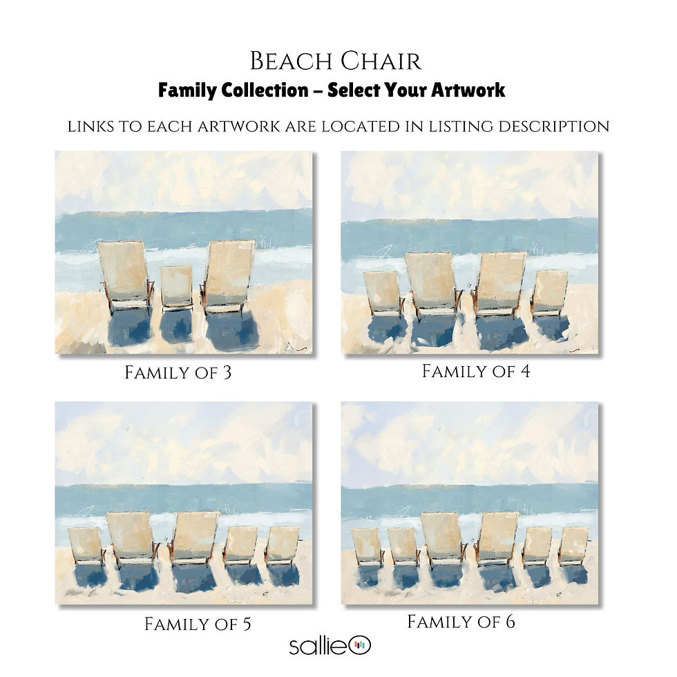Thumbnail: White Chairs - Family of Four Coastal Art Print