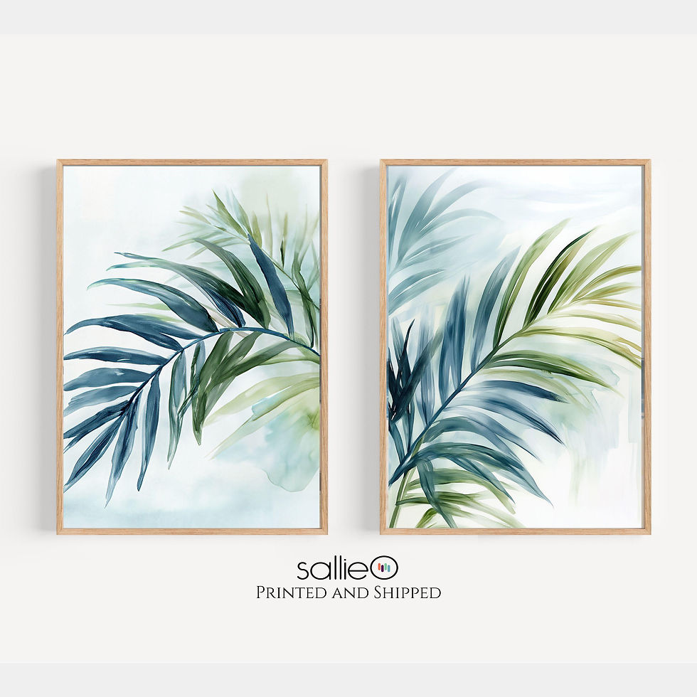 Thumbnail: Palm Frond Duets Floral Art Print Set of Two