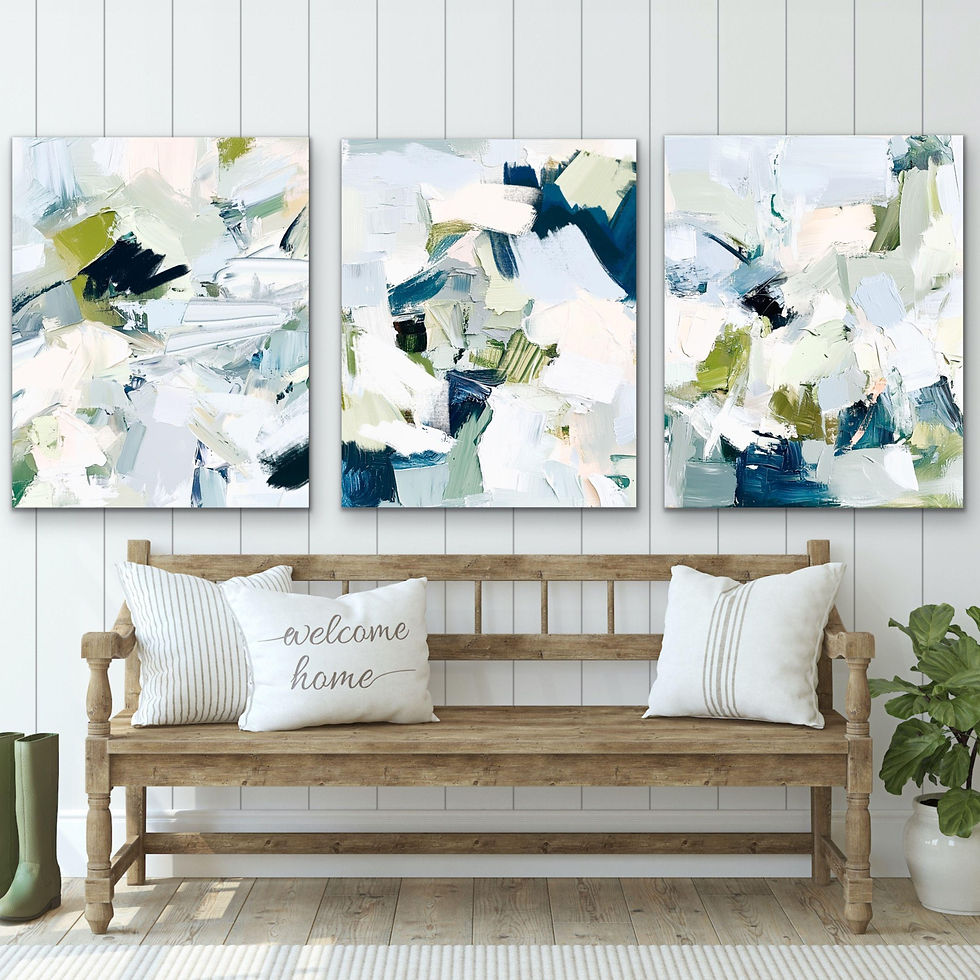 Thumbnail: Sea Breeze Light Abstract Art Print Set of Three
