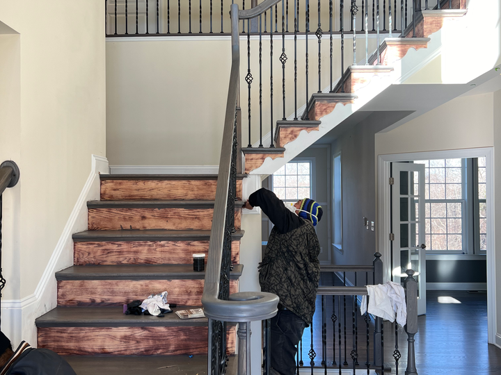 Red oak stairs and handrails refinished