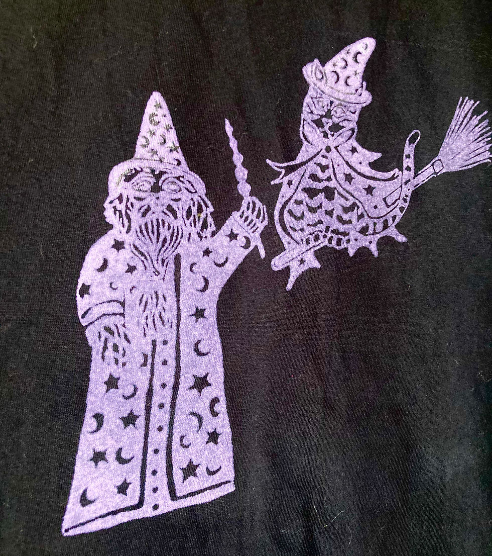 Thumbnail: Witch and Wizard Spooky Screen Printed T-Shirt