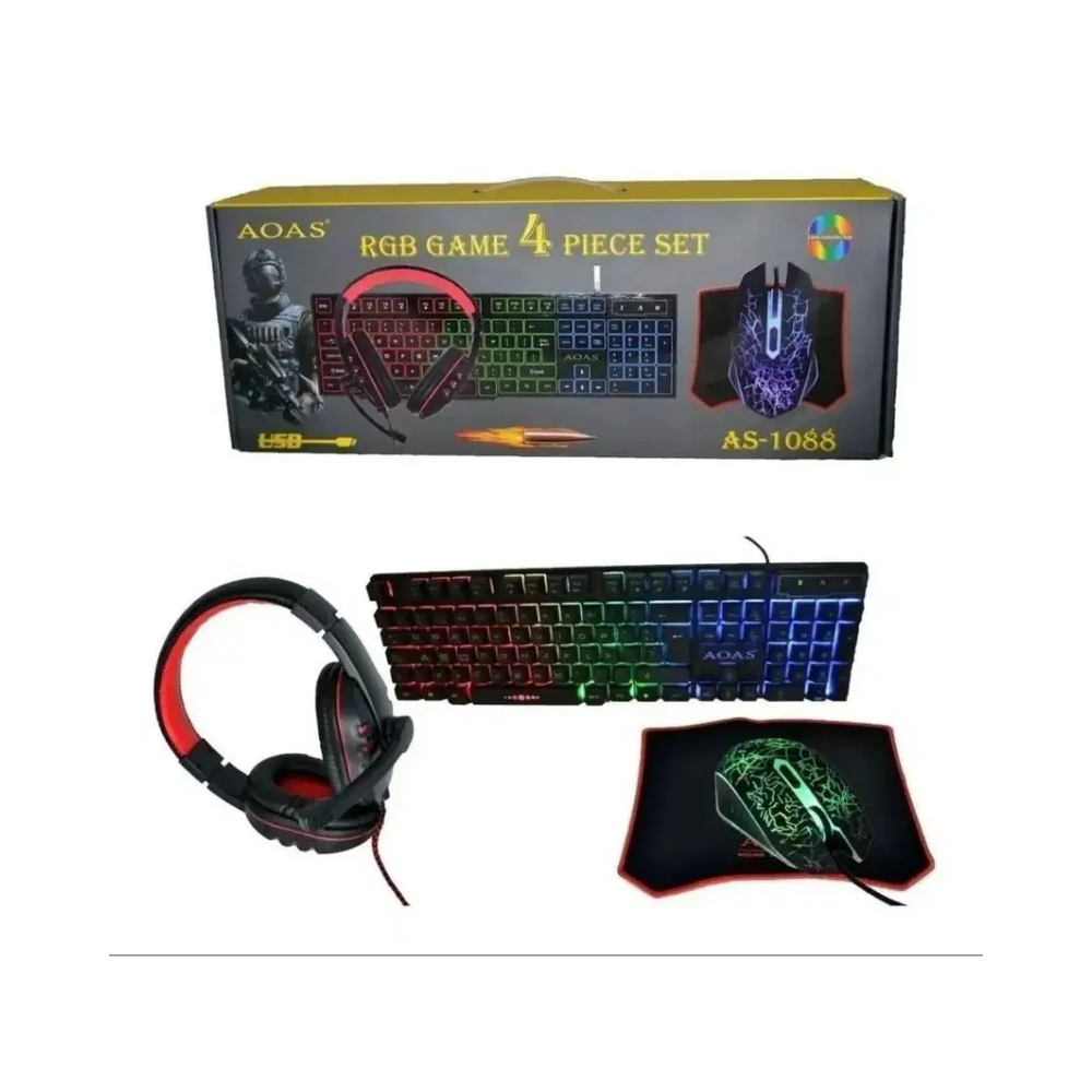 Combo Gamer Teclado Mouse 7 Botones Diadema, Padmouse As1088