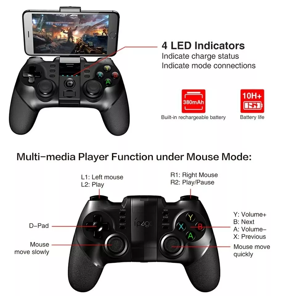 Miniatura: Control Gamepad Ipega 9076 Bluetooth Ps3 Android Pc 3 En 1