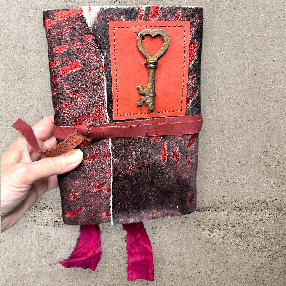 Thumbnail: Red Leather Multi-Purpose Journal or Sketchbook with Heart Key