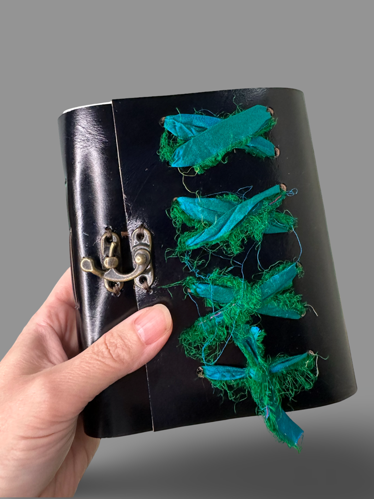 Thumbnail: Midnight Blue and Teal Silk Corset WritingJournal