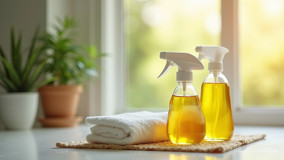 Close-up view of eco-friendly cleaning supplies