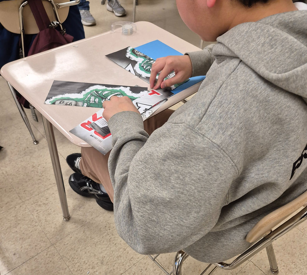 A student at a Diapers 2 Deposits afterschool program completes a financial vision board, demonstrating the experiential learning parents are advocating for as graduation approaches.
