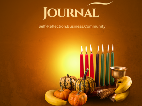 Cover of the Kwanzaa Reflection Series journal highlighting the seven principles of Kwanzaa and values-based reflection.