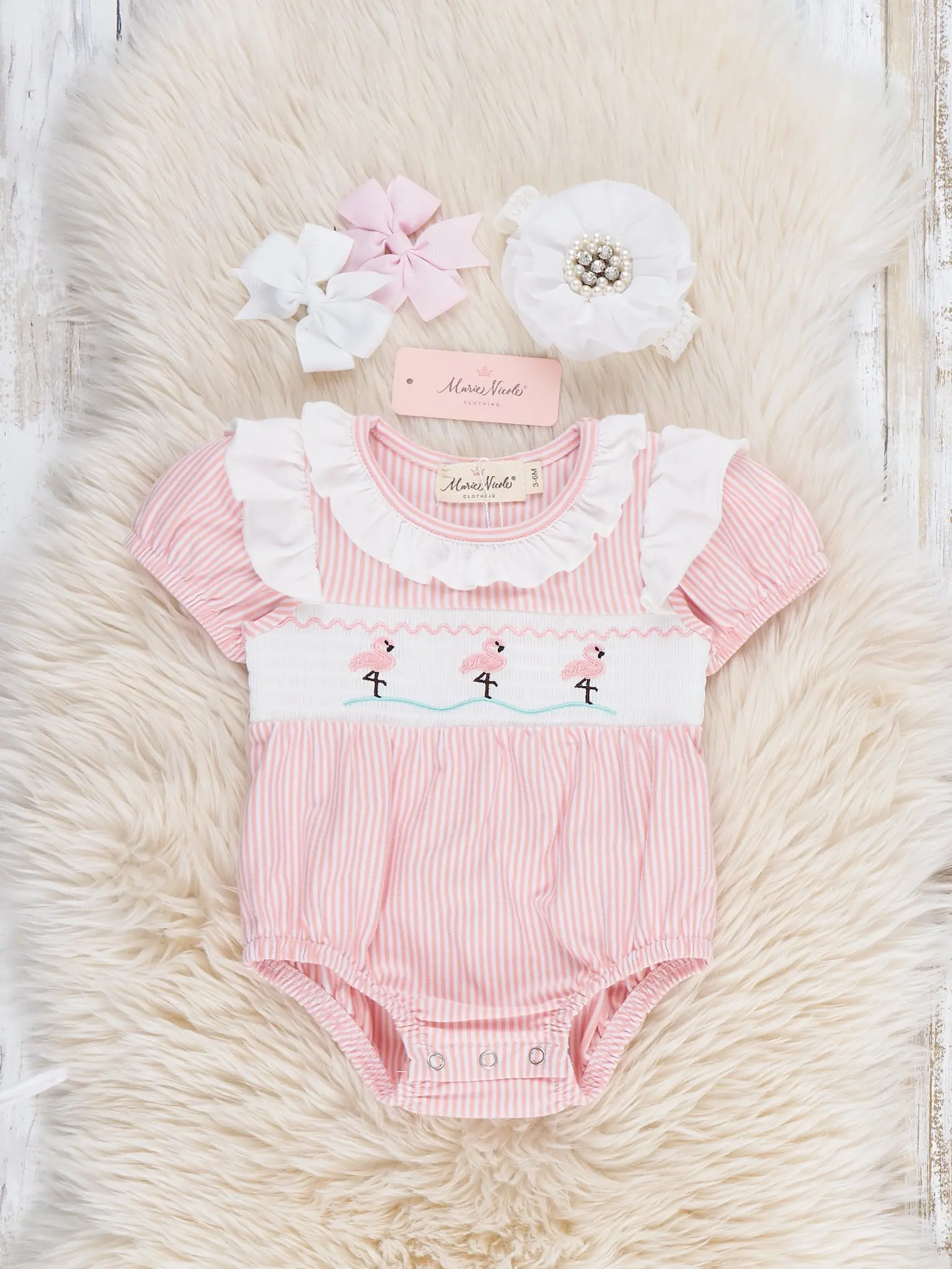 Flamingo Smocked Ruffle Bubble