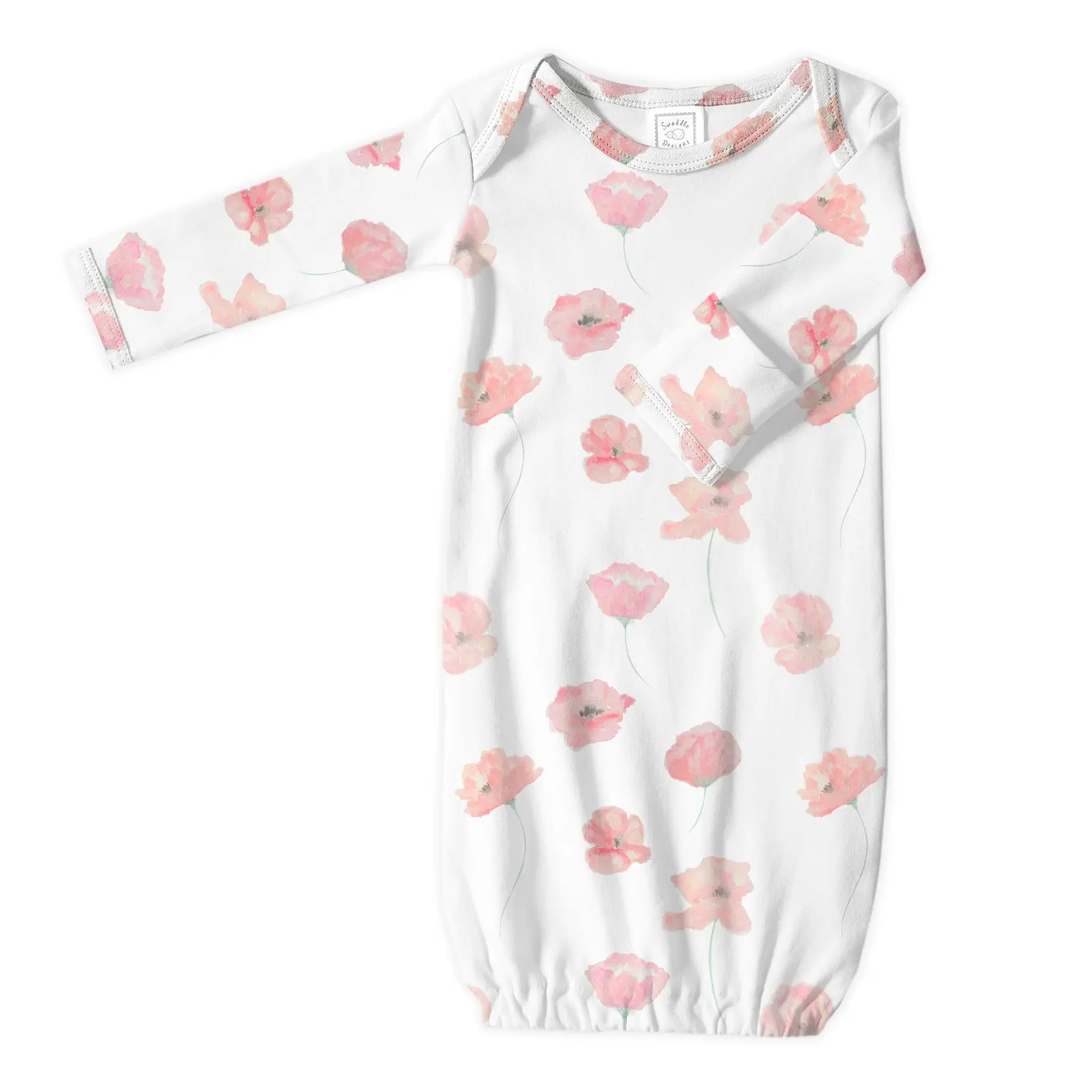Poppies Organic Cotton Knit Gown, Hat, and Gauze Blanket Set