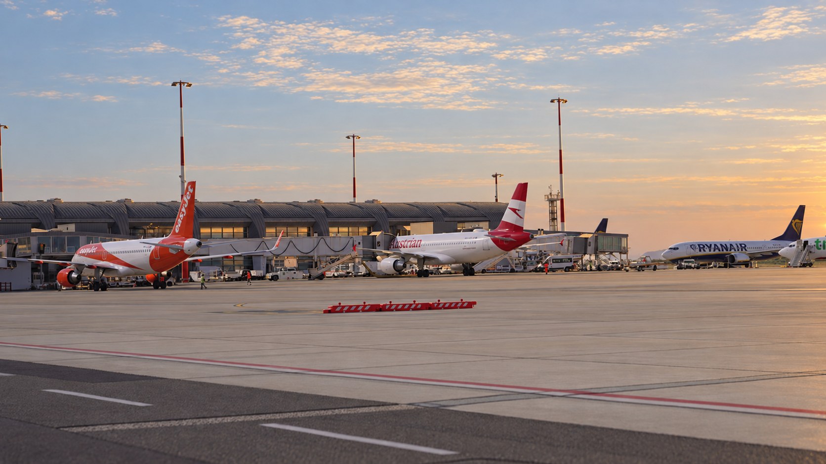 Internationale Fluggesellschaften auf dem Vorfeld von Cagliari