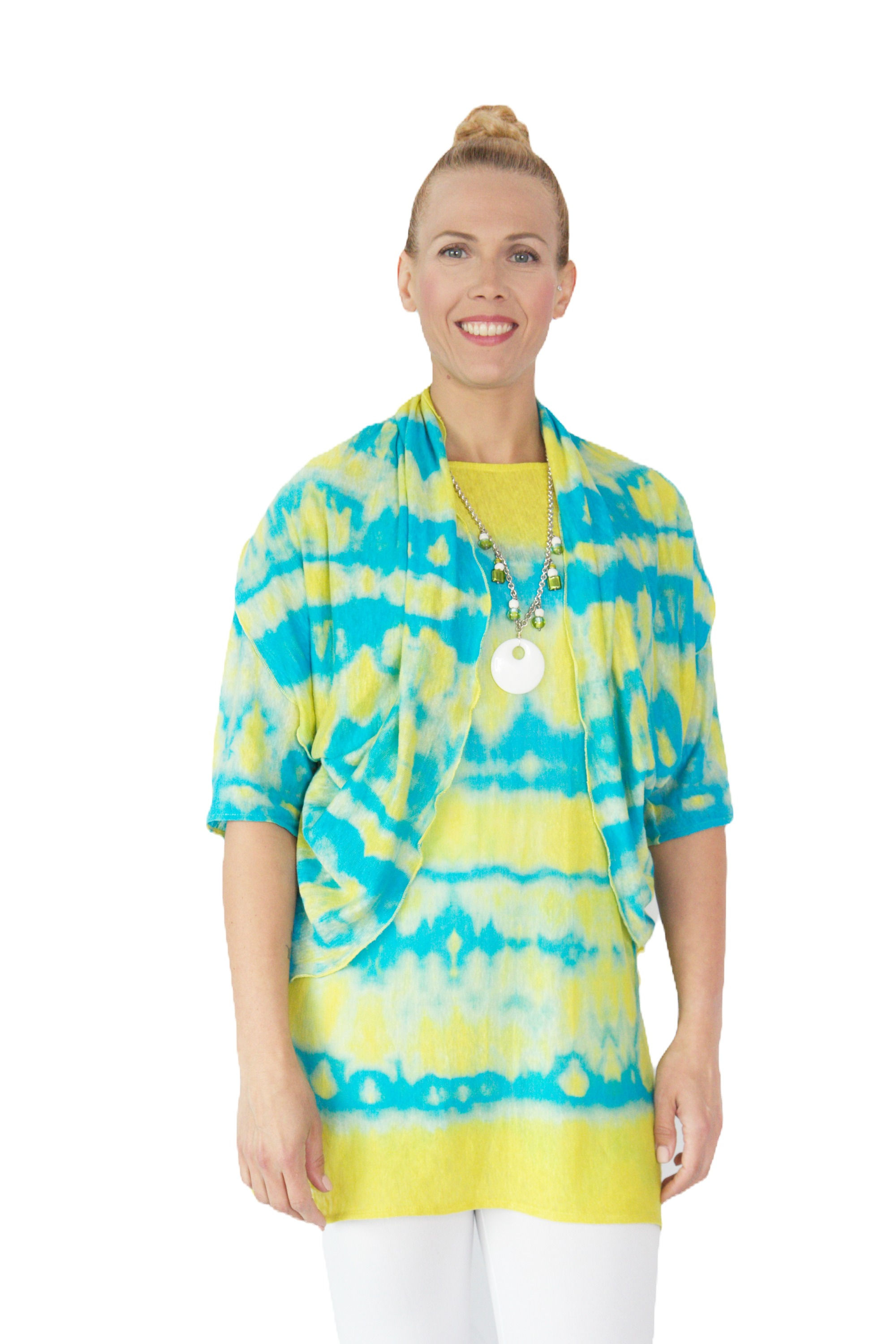 Turquoise/ Yellow 2 way Shrug