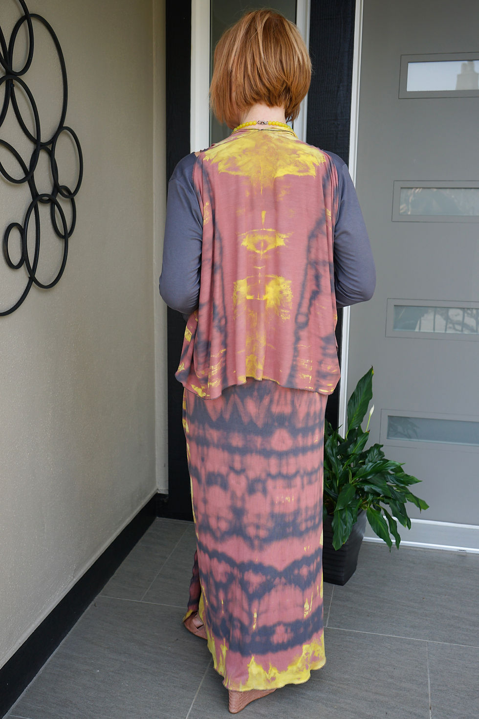 Thumbnail: Long Asymmetrical Flounce Twist Dyed Skirt