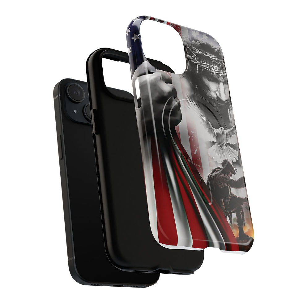 Thumbnail: Jesus Over Soldier Faith Design Tough Magnetic Case | American Flag Dove